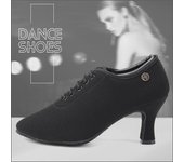 Zapatos de baile de salón estándar para mujer, suela de tela Oxford, zapatos de práctica para competición de baile moderno 34 negro