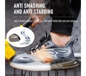 Zapatos de seguridad deportivos para hombre, zapatillas de trabajo con amortiguación de aire, zapatos de trabajo transpirables antipinchazos, botas para hombre y mujer, zapatos con punta de acero ligeros 35