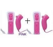 YSFMODE® 2 mandos Motion Plus rosa + 2 nunchakus rosa para WII