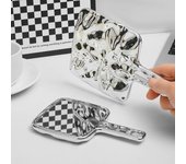 Espejo cuadrado con forma líquida, mini espejo de maquillaje portátil de mano para escritorio, espejo de belleza de estilo retro para viaje, para bolso. S
