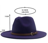 Nuevo Sombrero Fedora de lana para hombres y mujeres con cinta de cuero Caballero elegante señora invierno otoño ala ancha Jazz Iglesia Panamá Sombrero 56-58CM