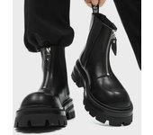 Botas Chelsea de cuero negro para hombre Botas altas de pitillo Botas Martin de estilo rufián con un sentido del nicho atractivo 38 negro