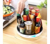 Estante giratorio para condimentos de cacao italiano, estante de cocina multifuncional para salsa de soja, suministros de almacenamiento para condimentos para uso doméstico small 25cm negro