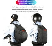 Bolsas de equipaje de viaje para motocicleta, mochila ampliable de 20-28L, casco de gran capacidad, bolsa impermeable para ordenador portátil, para casco de moto negro
