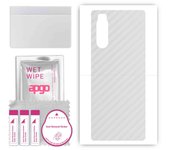 apgo Protective Skin Sticker for the back compatible with Sony Xperia 5, Wrap Film, Foil, Vinyl - Pattern Transparent Carbon