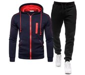 Chaquetas de hombre Sudaderas con capucha de moda Sudadera con capucha y cremallera de manga larga + Pantalones Trajes deportivos Sudaderas con capucha de lana Conjuntos deportivos casuales S rojo