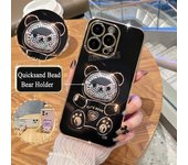 Funda de silicona con soporte para iPhone 15, 14, 12, 13, 11 Pro Max Mini, con revestimiento de lujo y diseño de oso, para X, XS, XR, 7, 8 Plus, 14 Pro, 15 Pro, SE 2022 For iPhone 15