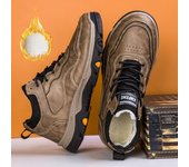 Zapatos deportivos casuales cálidos de felpa de caña alta para hombre, botas de trabajo de suela gruesa antideslizantes para exteriores, otoño e invierno, nuevos. 39 negro