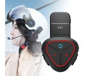 Auriculares con Bluetooth para motocicleta, sistema de comunicación por intercomunicador, auriculares para cara completa rojo