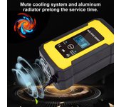 Cargador de batería de coche de 12 V, inteligente, totalmente automático, con mantenedor y pantalla LCD, reparación de pulsos. EU amarillo