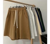 Pantalones cortos para hombre, pantalones de chándal de baloncesto de verano, moda coreana, pantalones informales con cintura elástica, pantalones de cinco puntos, pantalones de gran tamaño, ropa Y2k para hombre XXXXXL blanco