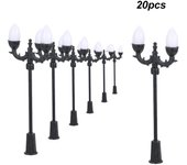 20 piezas modelo blanco luces de calle diseño farola ferrocarril tren jardín patio paisaje lámpara Led style 1