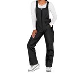 Pantalones de esquí impermeables para mujer, peto de esquí con aislamiento, tirantes ajustables y gruesos, pantalones de snowboard a prueba de viento para nieve de invierno con bolsillos S gris