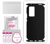 apgo Protective Skin Sticker for the back+sides compatible with Xiaomi 12 Pro, Full Wrap Film, Foil, Vinyl - Pattern Carbon Black