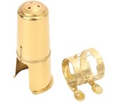 Boquilla de saxofón tenor con clip metálico y tapa dorada, kit de repuesto para instrumento musical