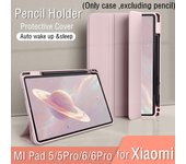 Funda de cuero con soporte para tableta Xiaomi Protector Mi Pad 5 6 Pro, funda con portalápices, funda protectora de silicona suave con activación automática MI Pad 6 11 in 2023 gris