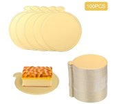 Bandeja redonda para postres y tartas, 100 unidades por paquete, tablas para tartas, posavasos de papel dorado, bandeja para exhibir postres, kit decorativo para repostería, cartón desechable para tartas