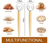 Batidor de masa danés de mano grande, mezclador de pan, mezclador de masa de pastelería de acero inoxidable, batidor de huevos, herramientas de cocina para hornear