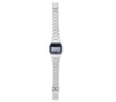 Reloj de pulsera rectangular de acero inoxidable con luz LED digital y correa electrónica (Plata) plata