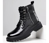 Zapatos casuales Oxford para hombre, estilo punk, botas de moto de cuero genuino, botas clásicas versátiles de caña alta para hombre, calzado cálido para invierno 38