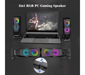 COOMAER-altavoces Juegos de PC 2 en 1, barra de sonido con yunque Aux, estéreo USB 2,0, Subwoofer 2,0, para ordenador portátil, teléfonos inteligentes, reproductor de ordenador de escritorio negro