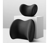 Juego de 2 almohadas de espuma viscoelástica para el cuello y soporte lumbar para el asiento del automóvil, reposacabezas ergonómico y cojín lumbar para aliviar el dolor de cuello y espalda gris oscuro