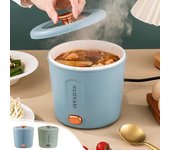 Olla caliente eléctrica Mini Ramen cocina 450 W fideos olla eléctrica multifuncional para cocinar sopa de pasta olla portátil con sobrecalentamiento azul