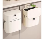 Cubo de basura de pared para colgar en la pared, con tapa abatible, ahorra espacio, para baño y cocina.