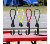 10 piezas de cuerda elástica para tienda de campaña, ganchos versátiles para exteriores, lona para acampar, cuerda de fijación para tienda de campaña, ganchos de mosquetón, accesorios rojo