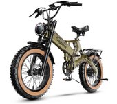 Euybike K6pro 1000W motor+48V25AH Samsung battery 20 * 4.0-inch tires Ximano 8-speed hydraulic brake foldable electric bicycle Camo verde