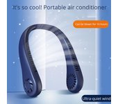 Mini ventilador de cuello pequeño con refrigeración por aire de 1200 mAh, portátil, para deportes al aire libre, USB, grande, alimentado por viento, inalámbrico, sin aspas. blanco