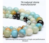 Cuentas redondas sueltas de amazonita brasileña esmerilada para manualidades 4mm approx. 88 beads