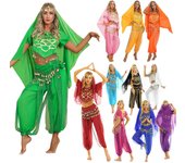 Mujeres Halloween carnaval puesta en escena Egipto traje de danza del vientre Bollywood vestido de baile indio conjunto de Sari de gasa