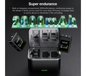 Sjcam Sistema de micrófono inalámbrico M1 con 1 receptor y 2 micrófonos Pantalla LCD Transmisión de 50M 1 Receiver & 2 Microphones negro