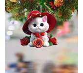 Adorno colgante de acrílico para coche, ligero, con diseño de gatito, para árbol de Navidad.
