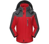 Chaqueta de exterior para hombre, de gran tamaño, de polar, para montañismo, resistente al viento y cálida, con acolchado de algodón grueso. L rojo