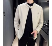 Abrigo de cuero fino para hombre, versión ajustada, Material de diseño minimalista, puños suaves con cremallera para motocicleta, nueva versión de invierno 5XL