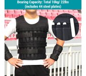 Chaleco lastrado ajustable de 10 kg para entrenamiento con pesas para muñecas y piernas negro