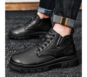 Zapatillas retro de cuero de caña alta: Botas casuales de suela gruesa para hombre para exteriores para otoño e invierno 39