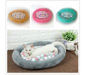 Cama para gatos, cálida y ovalada, de felpa, para perros y gatos, cojín para casa, nido para perrera 40cm verde