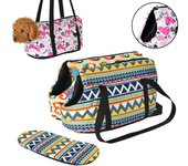 Transportín para perros pequeños, gatos, estampado, suave y cómodo, mochila para cachorros, bolsas tipo bandolera para senderismo al aire libre, suministros para chihuahuas y yorkshire S:40x18x20cm(without fur)