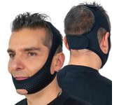 Correa para la barbilla antirronquidos [mejorada], dispositivo antirronquidos eficaz, banda para la cabeza ajustable y transpirable para dejar de roncar para hombres y mujeres, color negro negro