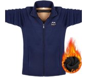 Chaqueta polar de hombre más terciopelo grueso primavera y otoño cálida suelta chaqueta polar de gran tamaño XXXXXL negro