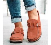 2024 zapatos planos mujer verano primavera sandalias moda hebilla sólida zapatos planos mujer playa casual damas zapatos de verano talla grande 8 4 rojo
