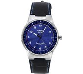 Reloj para hombre Casio analógico estándar con correa de cuero y esfera azul con energía solar MTP-RS105L-2B azul