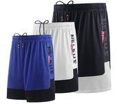Pantalones cortos deportivos para hombre, pantalones cortos de baloncesto de secado rápido, entrenamiento de compresión para gimnasio y fútbol con pantalones cortos con bolsillo M rojo