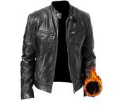Chaqueta de motociclista con cuello pequeño y bolsillos con cremallera para otoño e invierno, nueva chaqueta de hombre de cuero PU S caqui