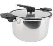 Olla a presión multifuncional de acero inoxidable para el hogar, con tapa de cristal L