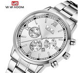VA VA VOOM 2022 nuevos relojes de moda para hombre con acero inoxidable de primeras marcas, reloj de cuarzo deportivo con cronógrafo de lujo para hombre, reloj Masculino plata/negro