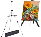 Caballete de artista, trípode de metal ajustable para pintar lienzos, altura de 17 a 66 pulgadas, para dibujar y tocar sobre la mesa o el suelo. negro